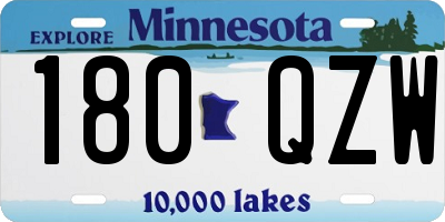 MN license plate 180QZW