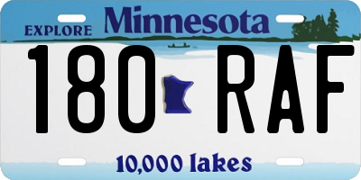 MN license plate 180RAF