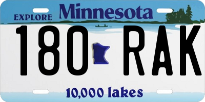 MN license plate 180RAK
