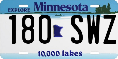 MN license plate 180SWZ