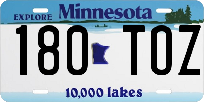 MN license plate 180TOZ