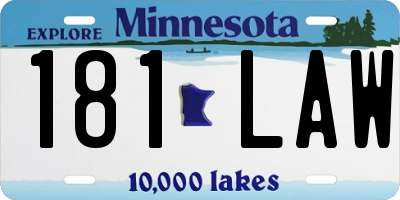 MN license plate 181LAW