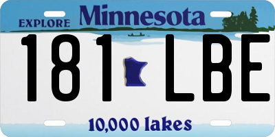 MN license plate 181LBE