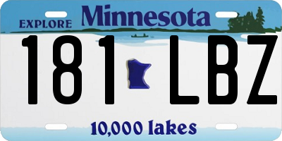 MN license plate 181LBZ