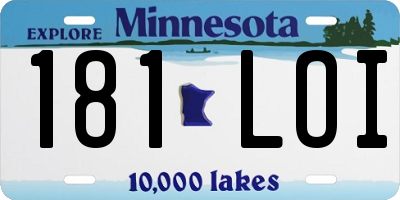 MN license plate 181LOI