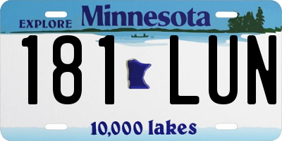 MN license plate 181LUN