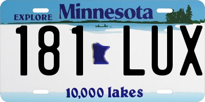 MN license plate 181LUX