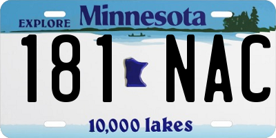 MN license plate 181NAC