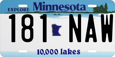 MN license plate 181NAW