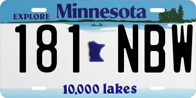 MN license plate 181NBW