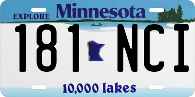 MN license plate 181NCI