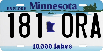 MN license plate 181ORA