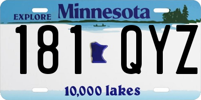 MN license plate 181QYZ