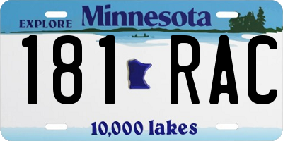 MN license plate 181RAC