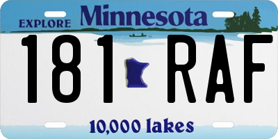 MN license plate 181RAF