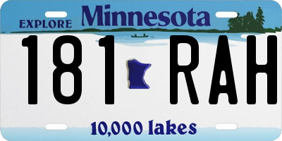 MN license plate 181RAH