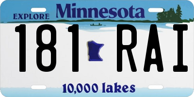 MN license plate 181RAI