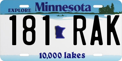MN license plate 181RAK