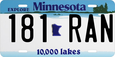 MN license plate 181RAN