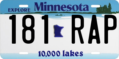 MN license plate 181RAP