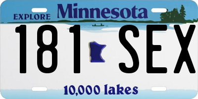 MN license plate 181SEX