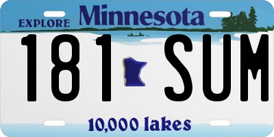 MN license plate 181SUM