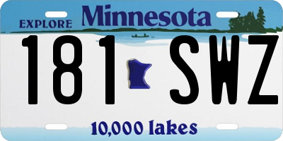 MN license plate 181SWZ