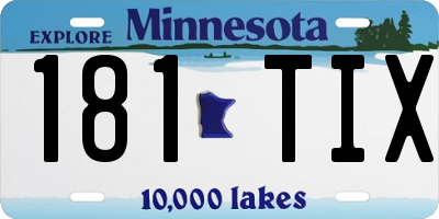MN license plate 181TIX