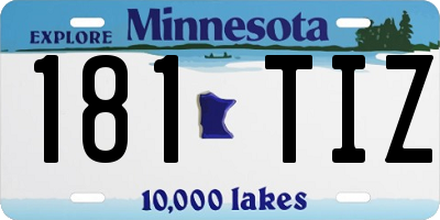 MN license plate 181TIZ