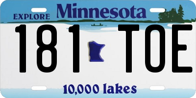 MN license plate 181TOE