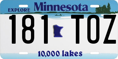 MN license plate 181TOZ