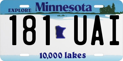 MN license plate 181UAI