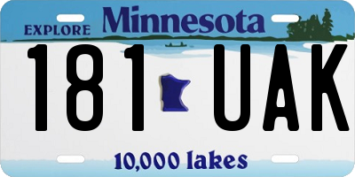 MN license plate 181UAK