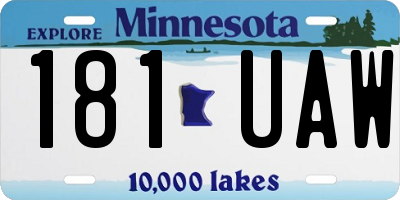 MN license plate 181UAW