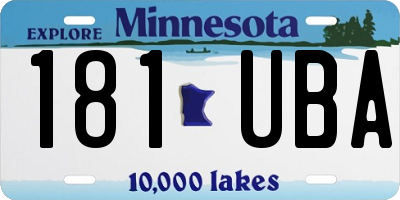 MN license plate 181UBA