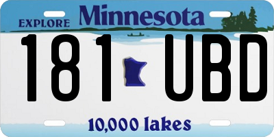 MN license plate 181UBD