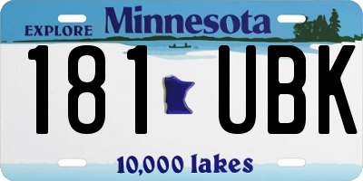 MN license plate 181UBK