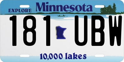 MN license plate 181UBW