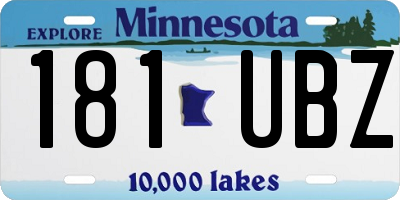 MN license plate 181UBZ