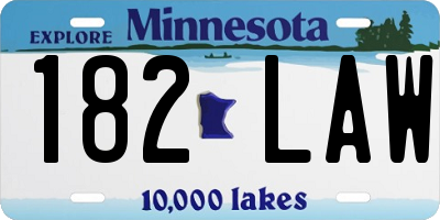 MN license plate 182LAW