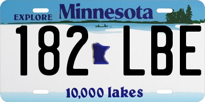 MN license plate 182LBE