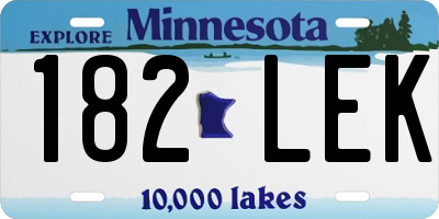 MN license plate 182LEK