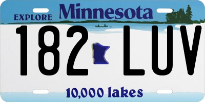 MN license plate 182LUV