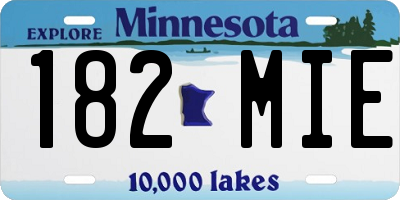 MN license plate 182MIE