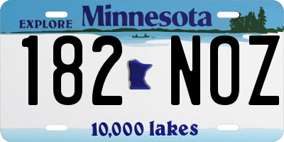 MN license plate 182NOZ