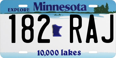 MN license plate 182RAJ