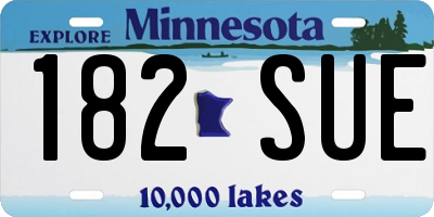 MN license plate 182SUE