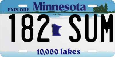 MN license plate 182SUM