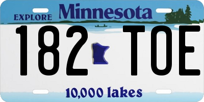 MN license plate 182TOE