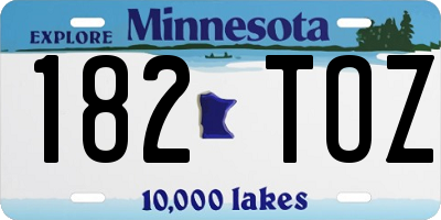 MN license plate 182TOZ
